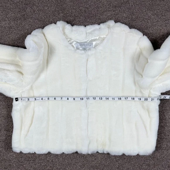 NWT Tahari Winter White Short Faux Fur Cropped Coat Womens XL Shrug Teddy Jacket - Picture 10 of 10